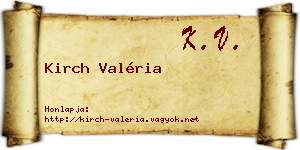 Kirch Valéria névjegykártya